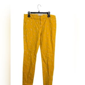 Old Navy Pixie Jeans Yellow With Daisies Size 14 Hippy Boho